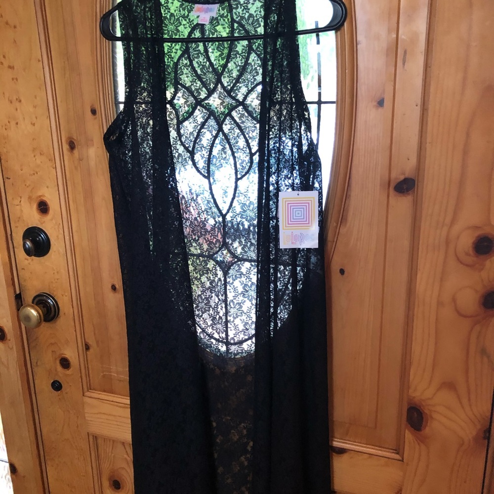 LulaRoe black lace duster